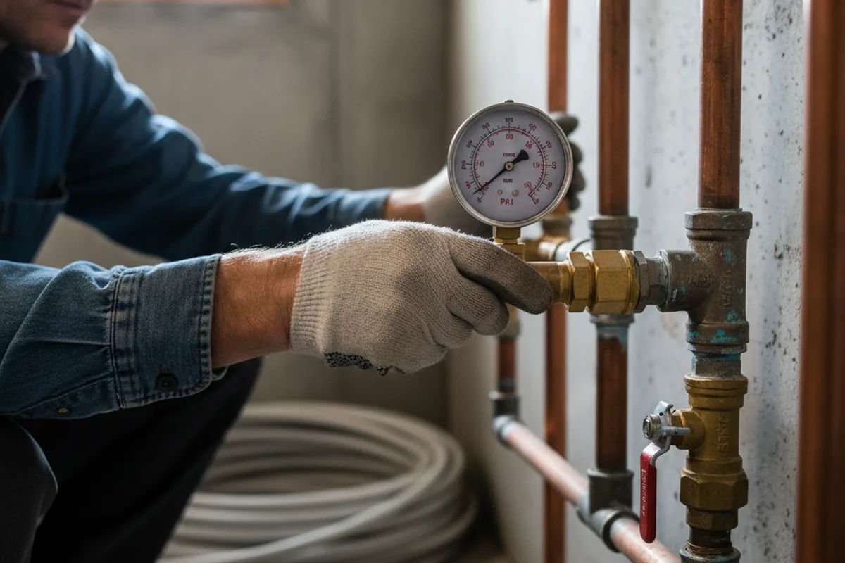 Pressure testing a repaired line during Water Line Repair in Leighton